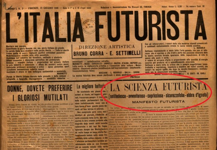15 giugno 1916: il Manifesto di “La Scienza futurista” su “L’ITALIA FUTURISTA”